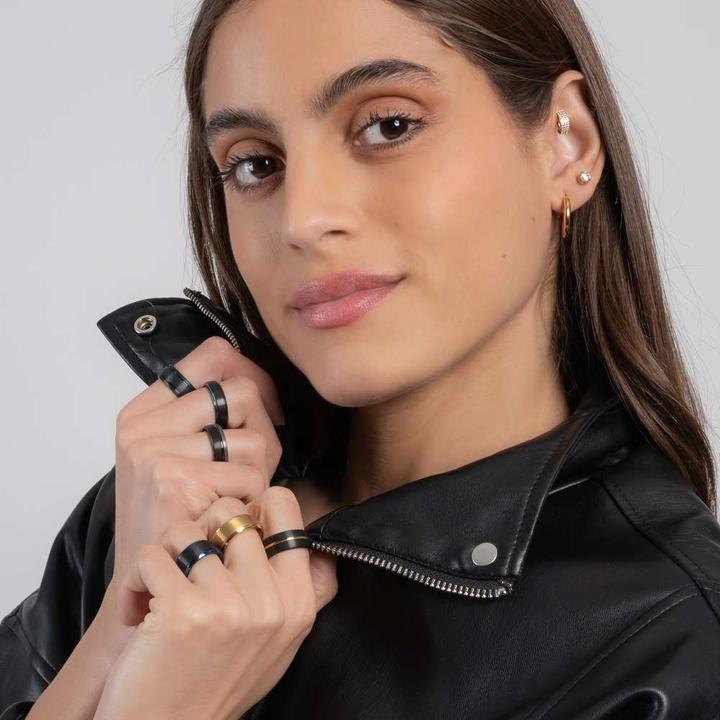 Actual product image Bijouteria Ear piercing (PVD coating (gold coloured), Crystal, Titanium)