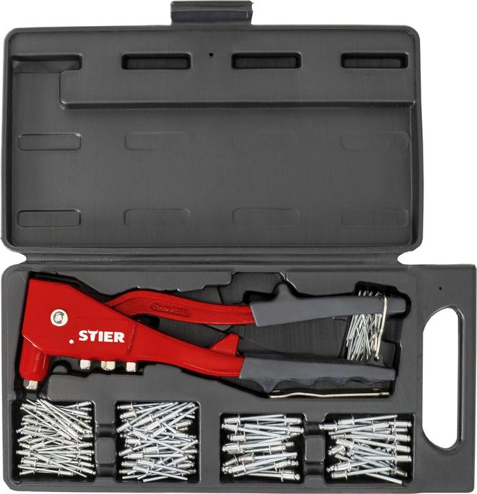 Immagine prodotto Stier Set di rivetti ciechi con rivettatrice manuale e rivetti ciechi 201 pezzi