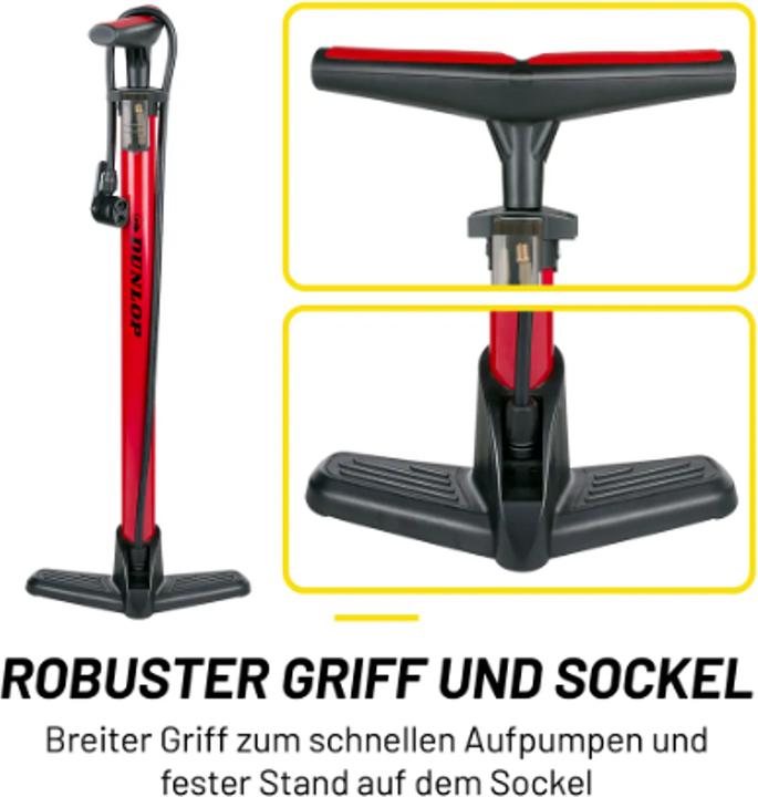 Immagine prodotto Dunlop Pompa da pavimento per bicicletta nera/rossa