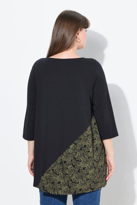 Image du produit Ulla Popken T-shirt en coton bio, encolure bateau et manches 3/4, coupe évasée (58)