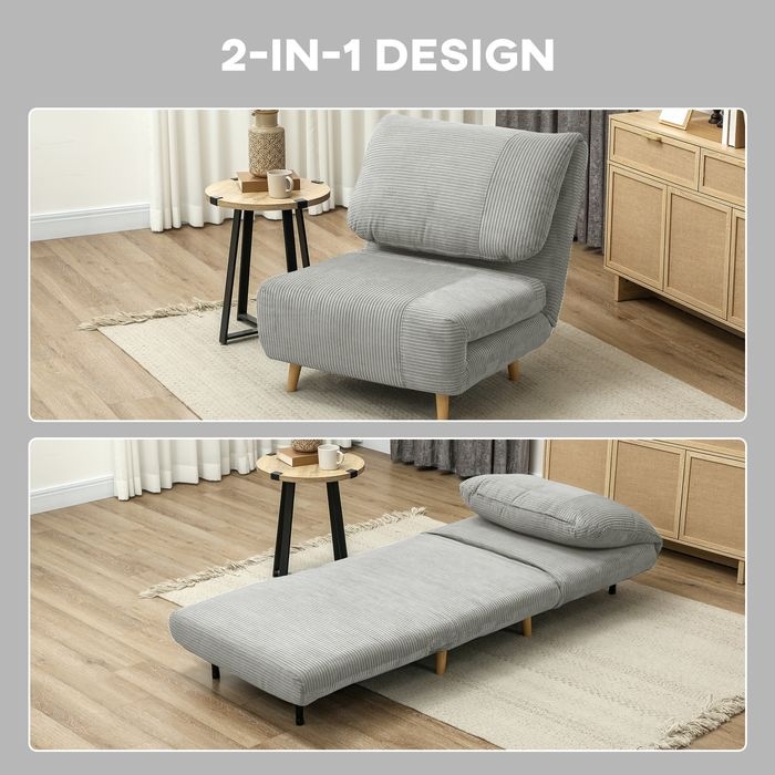Produktbild Swisshandel24 2-in-1 Schlafsofa Schlafsessel Klappmatratze Gästebett Klappbett Grau
