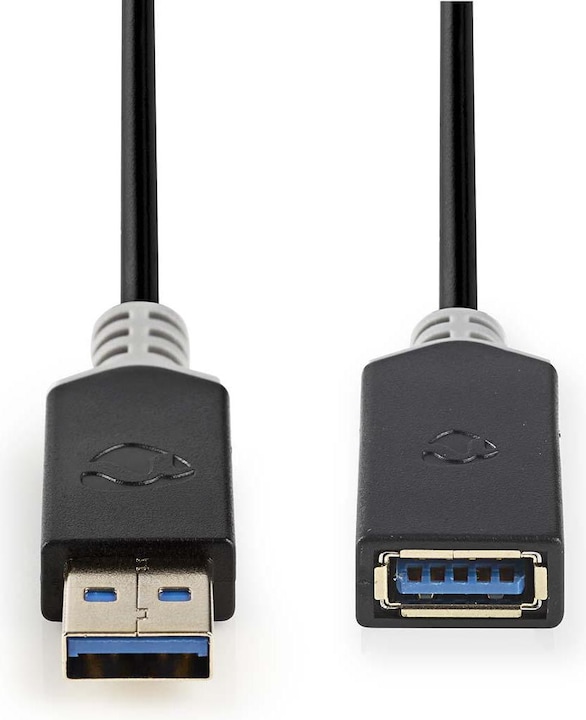 Produktbild Nedis USB-Kabel USB 3.2 Gen 1 USB-A Stecker USB-A Buchse 5 Gbps Vergoldet 2.00 m rund PVC Anthrazit (2 m, USB 3.2 Gen 1)