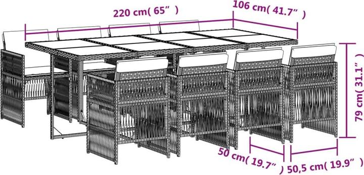 Actual product image vidaXL Garten Essgruppe (220 x 106 x 73 cm)