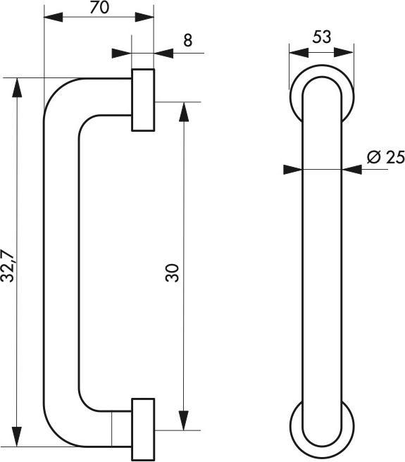 Produktbild Thirard Paar Türgriffe für Pendeltüren, Achsabstand 300mm, l 325mm, Edelstahl (Türgarnitur)
