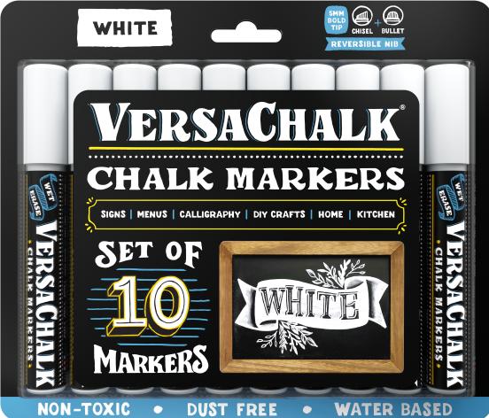 Produktbild VersaChalk - Weisse Flüssigkreide Marker 10er Set 5mm Spitze (Weiss, 5 mm, 10 x)