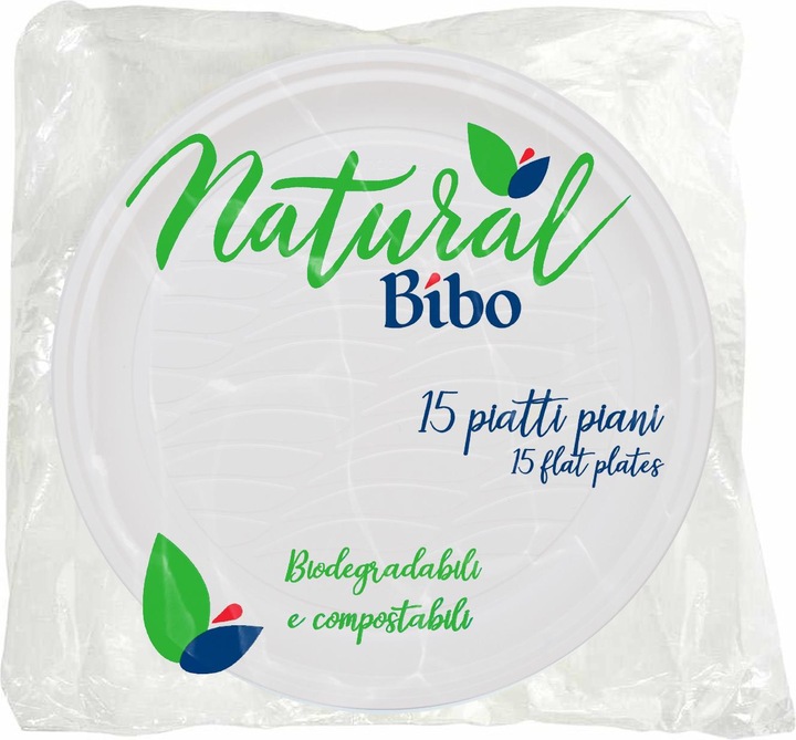 Produktbild Bibo 15 Biologisch abbaubare und kompostierbare flache Teller aus Biokunststoff (15 x)
