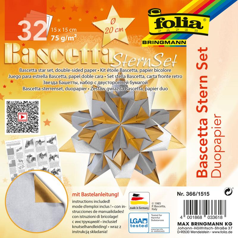 Folia Faltbl"tter Bascetta-Stern, 150 x 150 mm, silber/gold (366/1515)