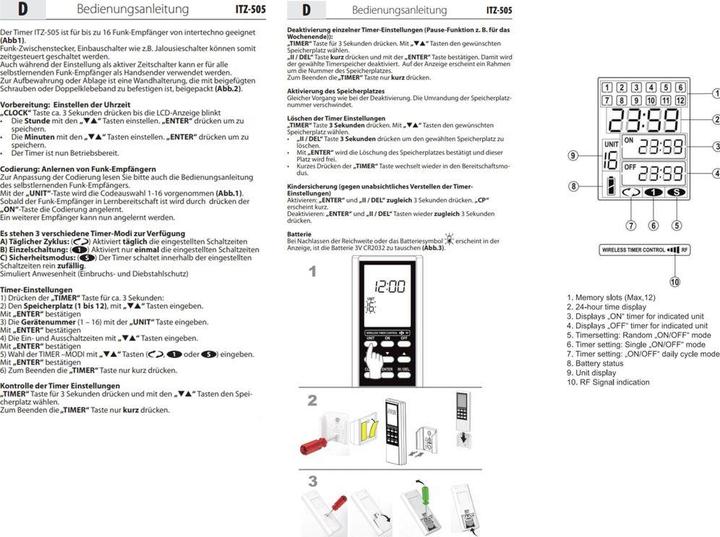Actual product image intertechno Radio Timer Handheld Transmitter ITZ-505 (Universal remote control, Radio Frequency (RF))