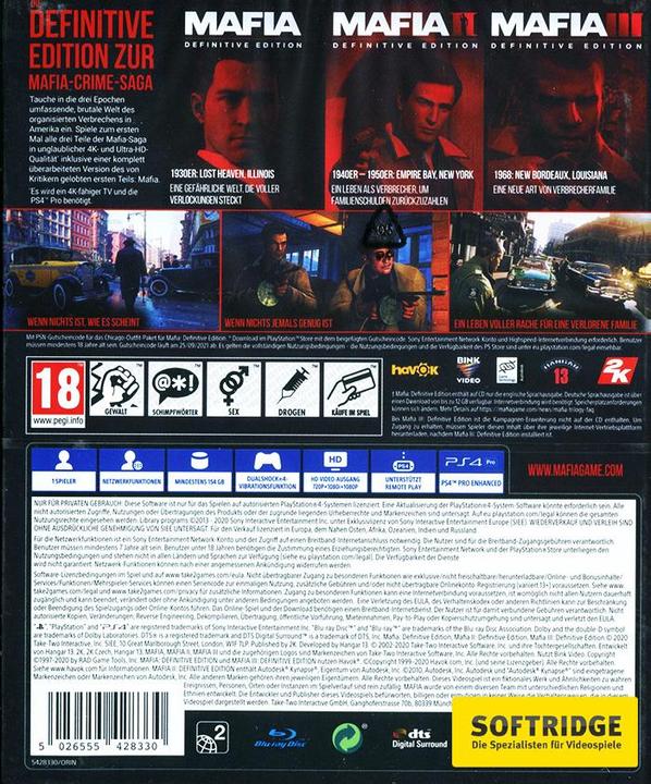 Produktbild 2K Games Mafia Trilogy (PS4, DE)
