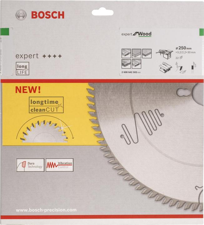 Produktbild Bosch Professional Zubehör Kreissägeblatt Expert for Wood, 250 x 30 x 3,2 mm, 22