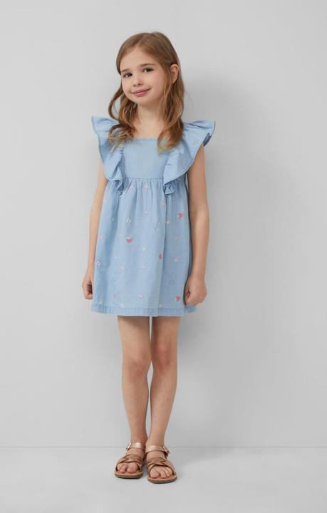 Immagine prodotto S.Oliver Kleid Kurzes Denim-Kleid mit Smok-Detail und All-over-Stickerei (116)
