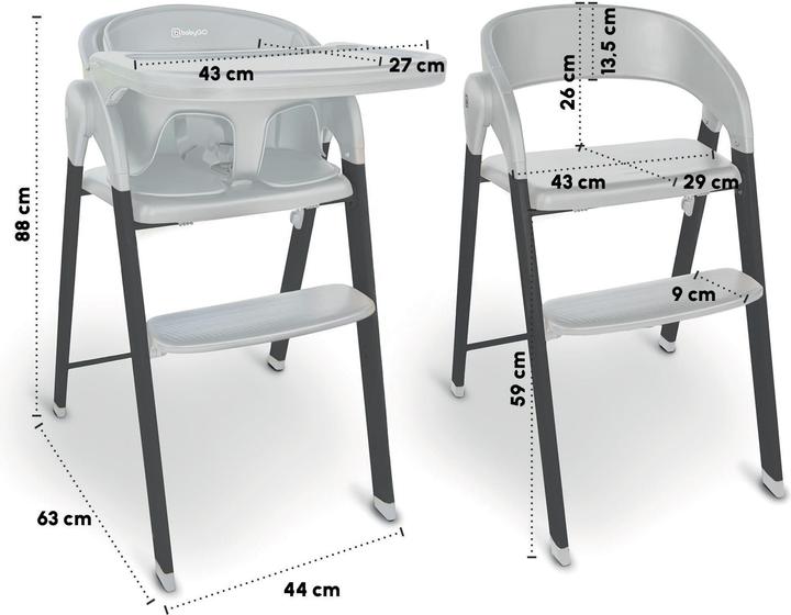 Actual product image BabyGo Levels Highchair grey/anthra (Highchair)