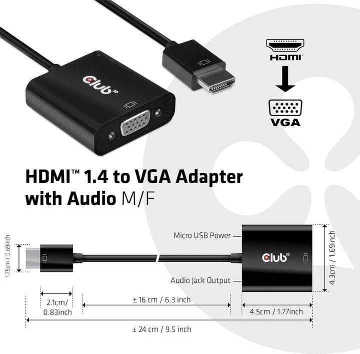 Produktbild Club 3D CAC-1302 (VGA, 24 cm)
