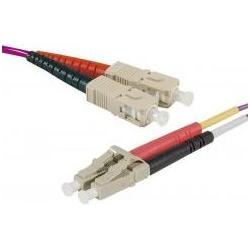 Thumbnail - Exertis Connect LWL Patchkabel Eco, 50/125 µm, OM4-Faser, SC Duplex Stecker/LC Duplex Stecker, erika-violet, 10,0 m (CAT...