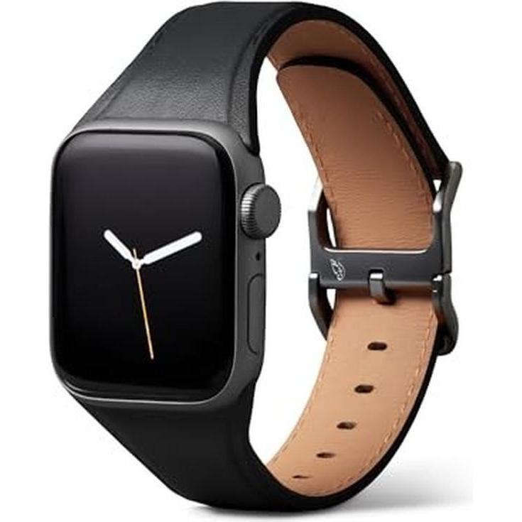 Bellroy Classic Leder Armband für Apple Watch, Schwarz, 40mm, 41mm, 38mm, 42mm (Series 10/11), TCWA-BLK-136 (38 mm, 40 mm, 41 mm, 42 mm, Edelstahl, Leder) (TCWA-BLK-136)