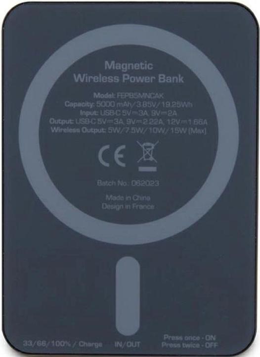 Actual product image Ferrari Powerbank FEPB5MNCAK 15W 5000mAh czarny/black Metal Logo MagSafe (5000 mAh, 15 W, 18.50 Wh)