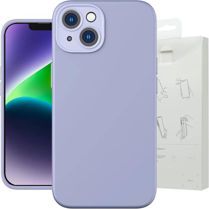 Baseus Custodia Liquid Silica Gel per iPhone 14 Plus (lavanda)+ vetro temperato + kit di pulizia (Apple iPhone 14 Plus), Cover smartphone, Viola