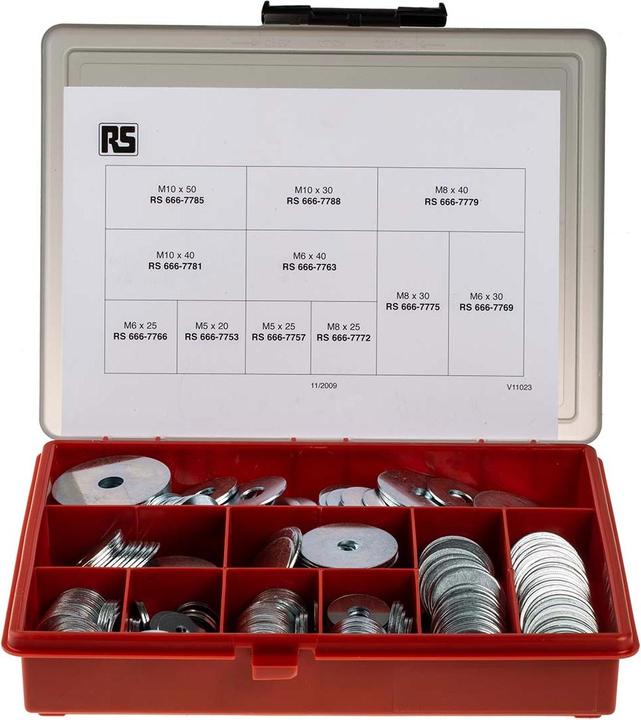 Produktbild RS PRO Unterlegscheiben Satz BZP Stahl (M10, M5, M6, M8)