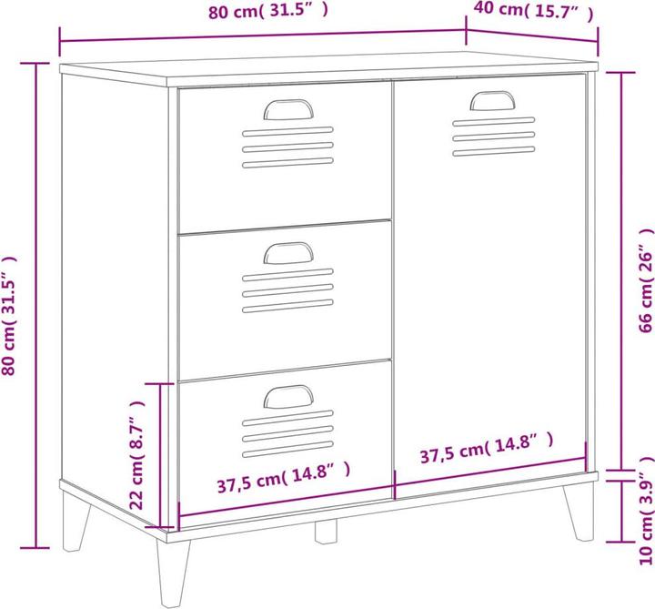 Image du produit vidaXL Sideboard (80 x 40 x 80 cm)
