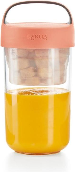 Actual product image Lékué Jar To Go coral, large 60 cl, Ø9.2 cm H 18.8 cm