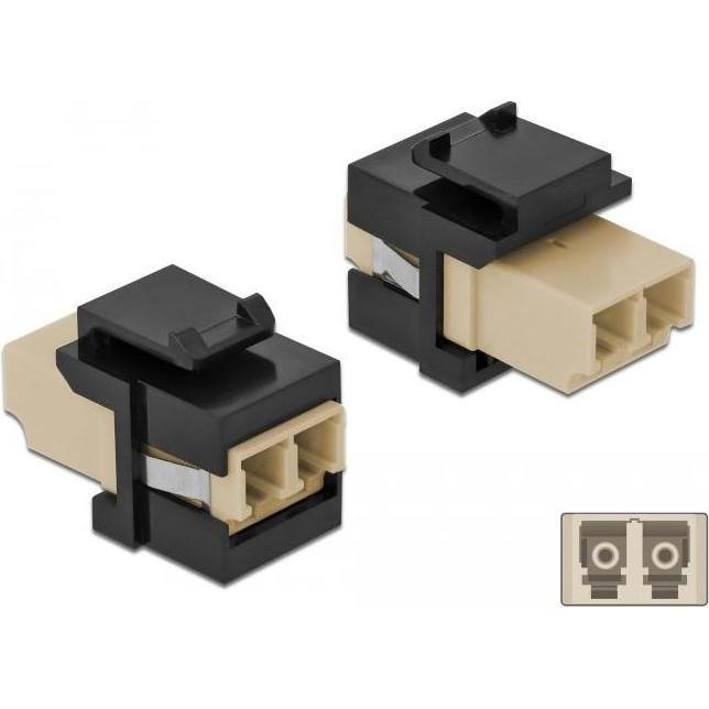 Thumbnail - Delock Keystone Modul LC Duplex Buchse zu LC Duplex Buchse beige / schwarz (Keystone Modul), Netzwerk Zubehör