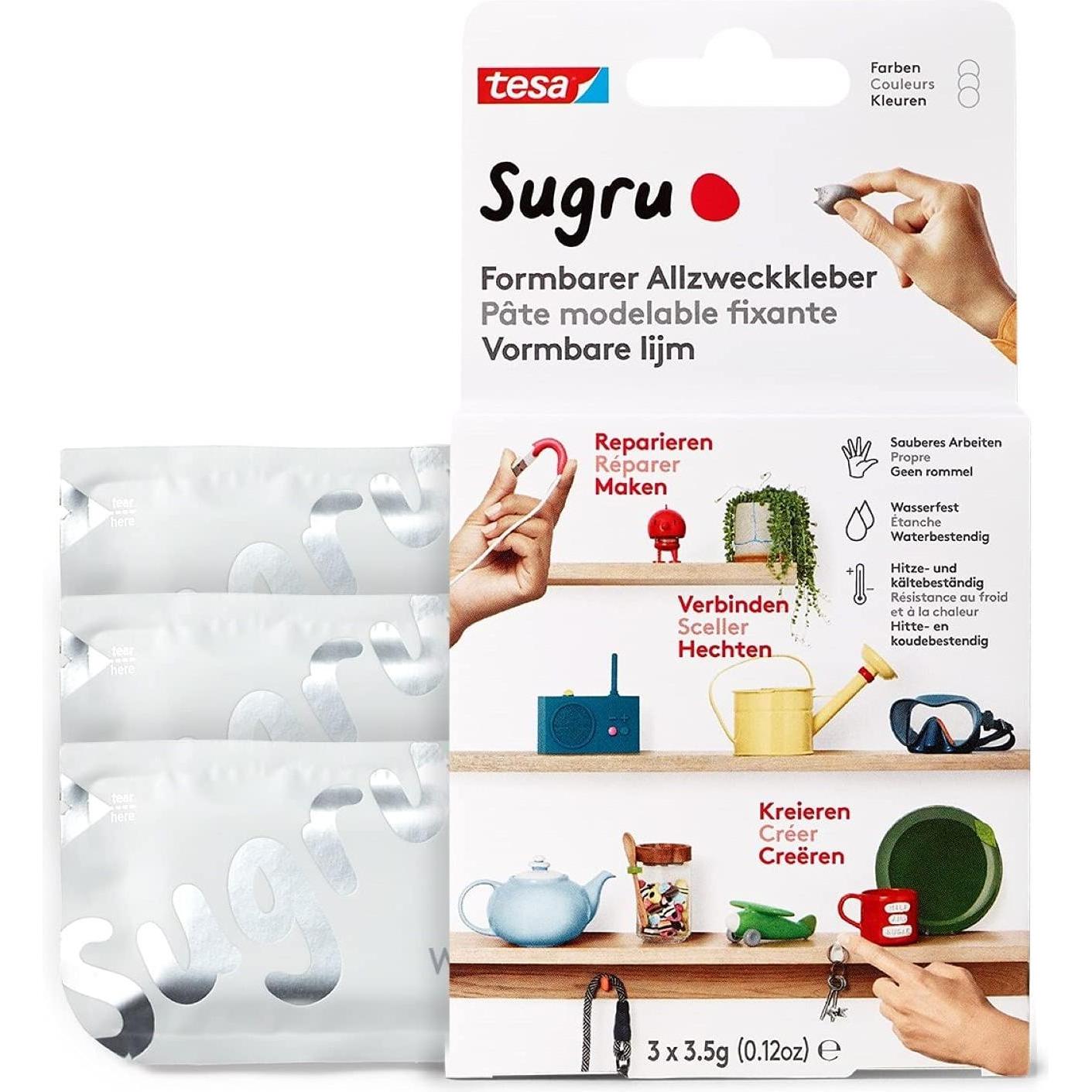 Sugru by tesa, Klebstoff, Sugru 3x Formbarer Allzweckkleber, vielseitige Klebeknete zum Dekorieren, Kleben & Reparieren ...