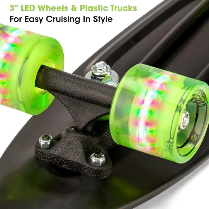Produktbild Xootz Retro Skateboard mit LED-Rollen (22")