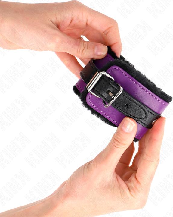 Image du produit Kink Gants En Pelece Noir Avec Lilas / Boucles Noires Reglables 17