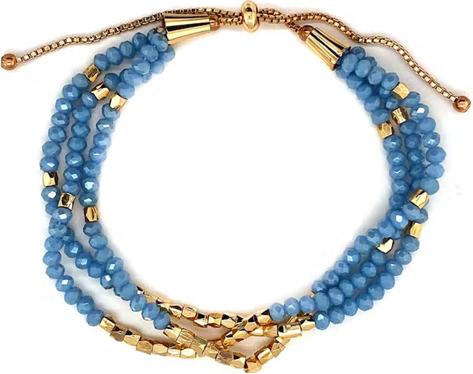 Immagine prodotto Signé Bracciale Signè con pietre in oro blu e chiusura a scorrimento n. 5 (21 cm, Ottone, Metallo, Senza cadmio, Senza nichel, Vetro, Senza piombo, cristalli sintetici)