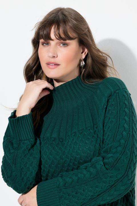Produktbild Ulla Popken Pullover, Strickmuster, Stehkragen, Langarm (50, 52)