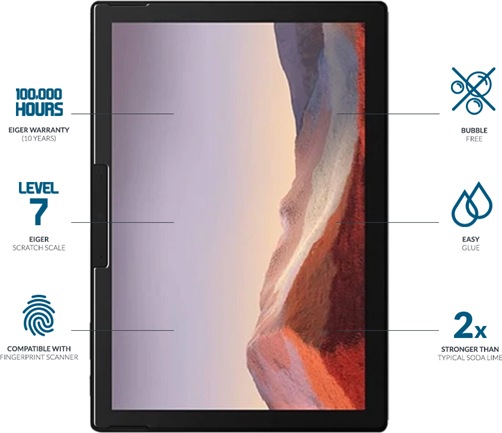 Actual product image Eiger Mountain Glass Clear Tablet (1 Piece, Surface Pro 6)