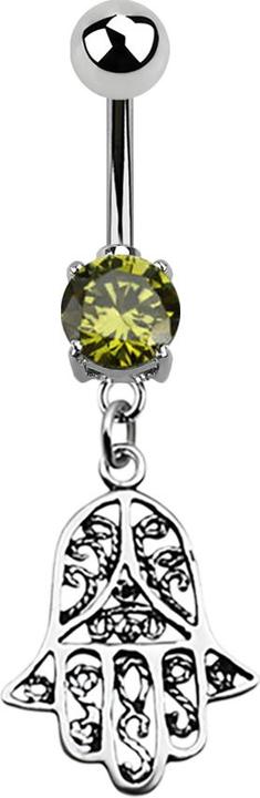 Immagine prodotto Star Piercing Banana in argento con ciondolo Hamsa oliva (senza ottone, Acciaio chirurgico 316L, Argento 925)