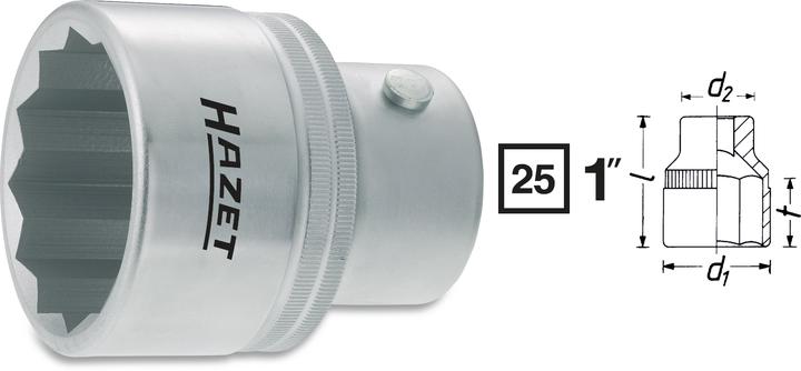 HAZET Steckschlüsseleinsatz ∙ Doppelsechskant 1100Z-80 ∙ Vierkant25 mm (1 Zoll) ∙ Aussen Doppel-Sech…