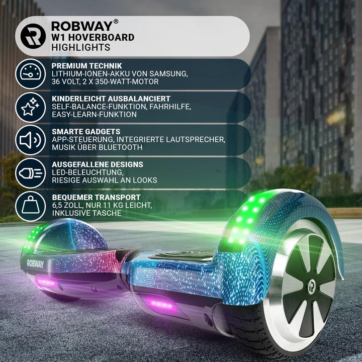 Produktbild Robway Hoverboard W1 E-Balance Board Scooter Elektro Roller Smart Self Balance (Pink Chrom)