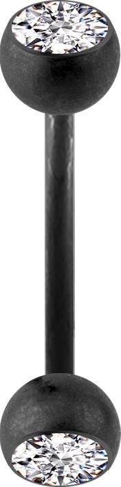 Produktbild Star Piercing Micro Banane schwarz matt mit zwei Kristallkugeln silber (Chirurgenstahl 316L)
