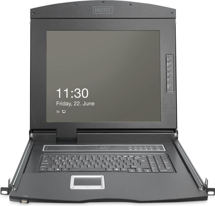 Actual product image Digitus 19" HD LCD KVM console, 16-port Cat 5, German keyboard