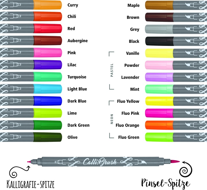 Energie-Label Online Callibrush Pen Double Tip (Mehrfarbig, 24 x)