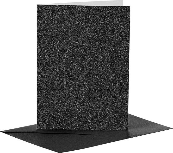 Productafbeelding Creativ Company Karten und Umschläge 10,5 x 15 cm Glitzer Schwarz - 4 Stück. (4 Pcs.)