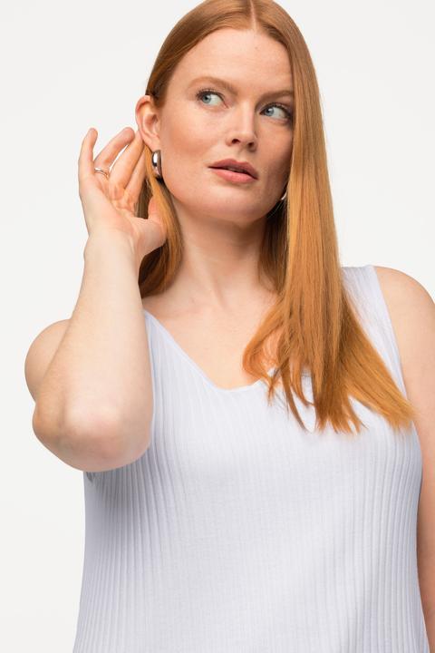 Immagine prodotto Ulla Popken Top smanicato di maglia a costine con scollo a V (46, 48)