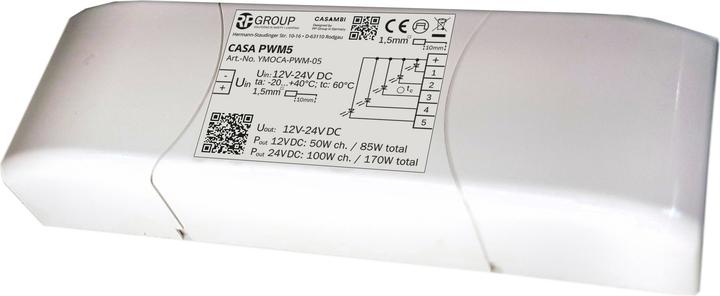 Casambi RP Dimmer PWM5 YMOCA-PWM-05 5 channel RGB-CCT 12V/24V max 10A