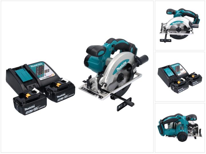 1x Makita DSS 610 Akku Handkreissäge, 2x Makita BL 1850 B 18 V 5,0 Ah Akku (197280-8), 1x Makita DC 18 RC Akku Schnell Ladegerät (195584-2)