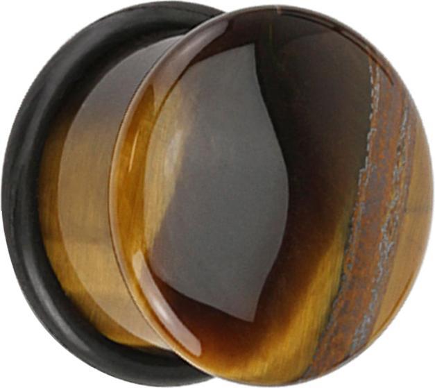 Actual product image Star Piercing Tiger Eye Stone Flared Plug with O-Ring (without brass, Mineral)