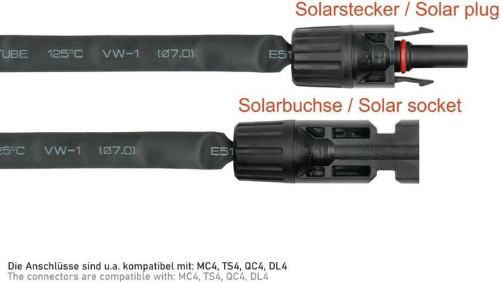 Image du produit Kabelmeister Passe-fenêtre solaire compatible, par paire, noir, longueur flexible : 30 cm (Câble solaire)