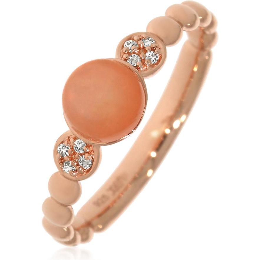 Xen, Ring, Ring mit Peach Mondstein und Weisstopase ca. 0,95 ct. rosévergoldet, (52, 925 Silber)