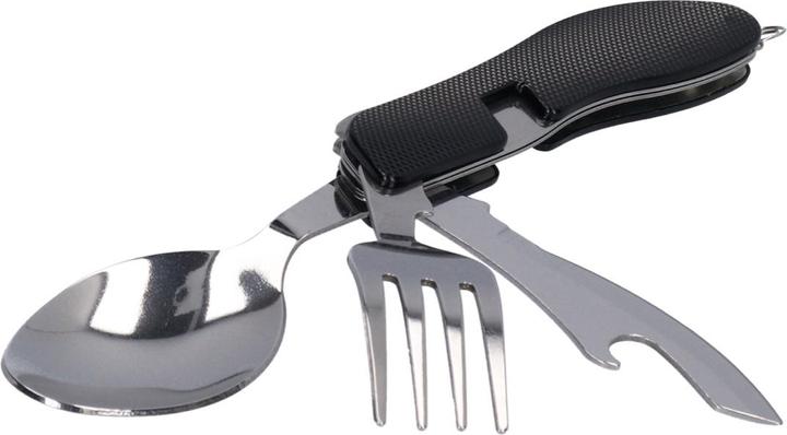 Produktbild Tool Brothers Toolbrothers 4 in 1 Multifunktions - Besteck Set in schwarz aus Löffel, Messer, Gabel, Flaschenöffne