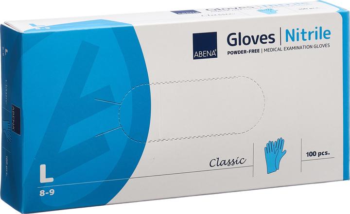 Image du produit Abena Classic gants nitrile L 240mm non poudré non stérile bleu 100 pc (L)