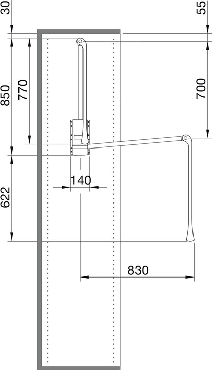 Actual product image Servetto Junior clothes lift 440-610mm fold-out clothes rail, black