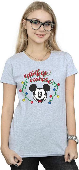 Actual product image Disney Womens/Ladies Mickey Mouse Christmas Light Bulbs Cotton T-Shirt (M)