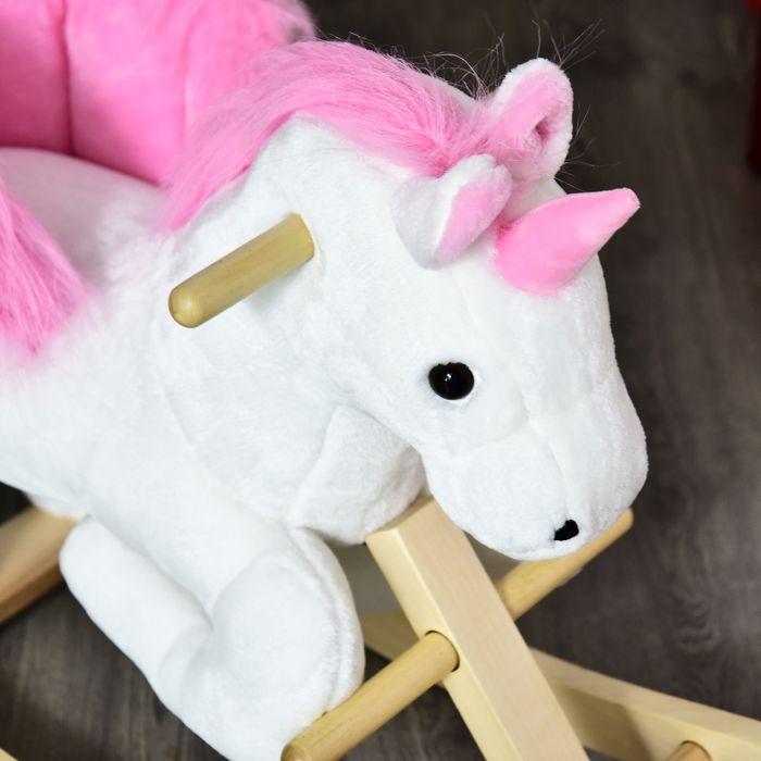 Actual product image Swisshandel24 Rocking horse Rocking animal for children Pink+White 65 x 32 x 55 cm