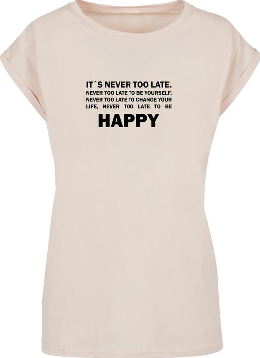 Produktbild Merchcode Ladies Never Too Late Extended Shoulder Tee - 111665 (L)